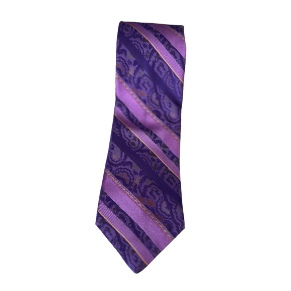 Robert Graham Silk Purple Stripe Jacquard Luxury Necktie‎ Knowledge Wisdom Truth - Picture 1 of 6